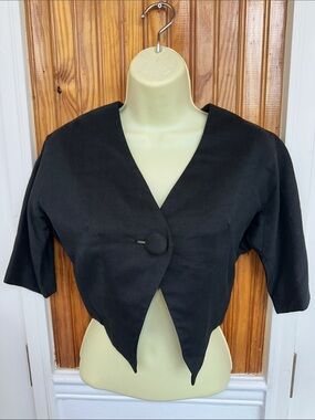 Vtg 50s/60s Howard Wolf Cropped‎ Black  Button Front Bolero Jacket